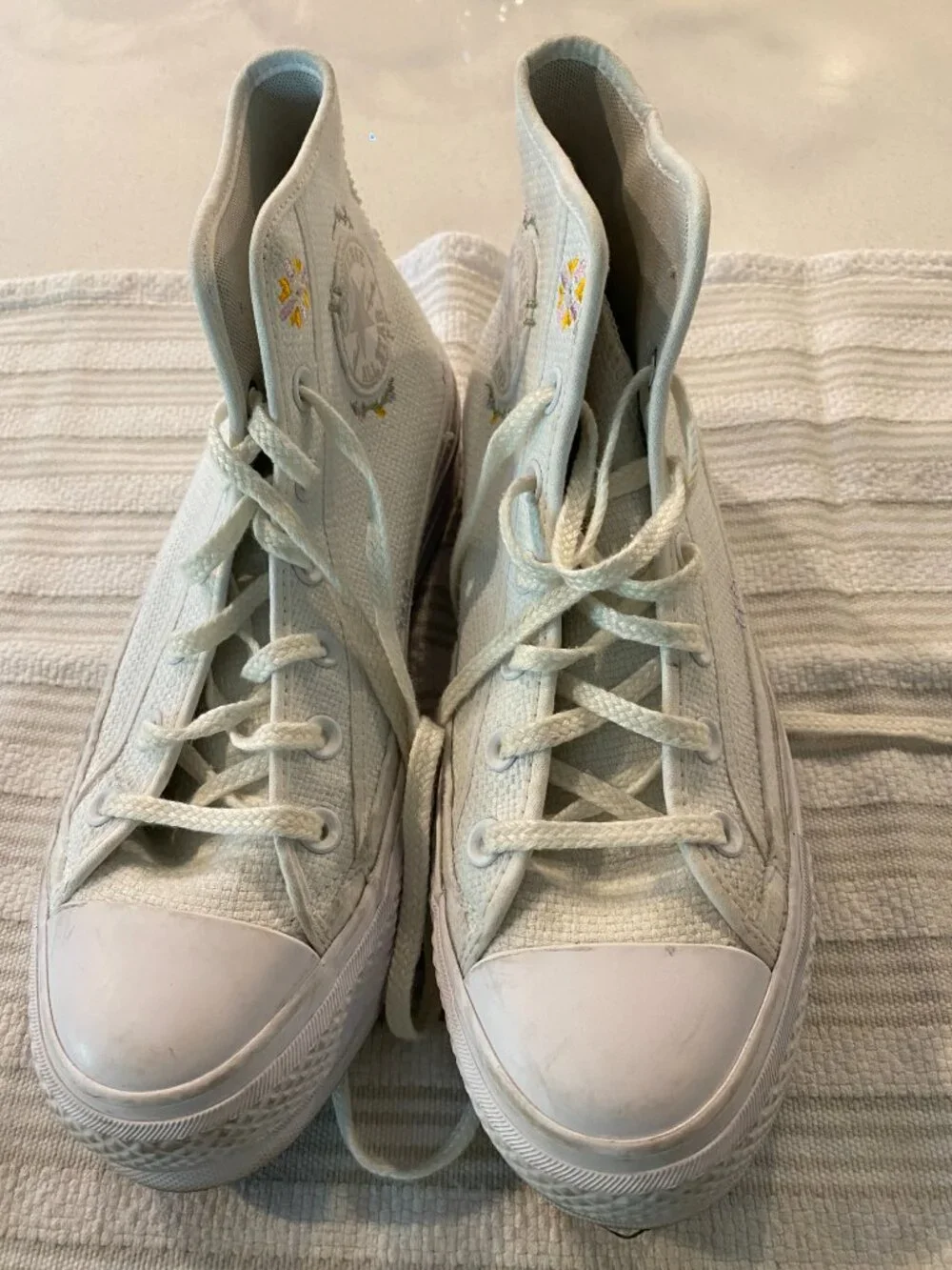 Converse embroidered white high-tops